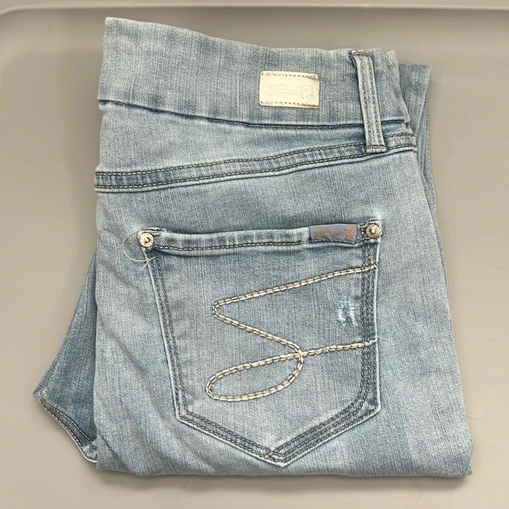 Seven Tummyless High Rise Distressed Skinny Jean Size 8